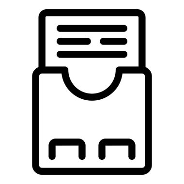 Bir arşiv kutusunun temiz vektör simgesi kapağı açık, içerideki organize belgeleri ortaya çıkarıyor