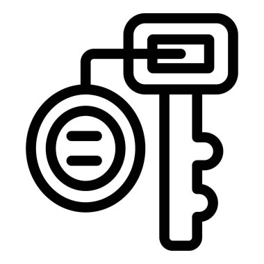 Modern bir erişim sistemini temsil eden yuvarlak kablosuz tuş takımına bağlı basit bir elektronik anahtar simgesi