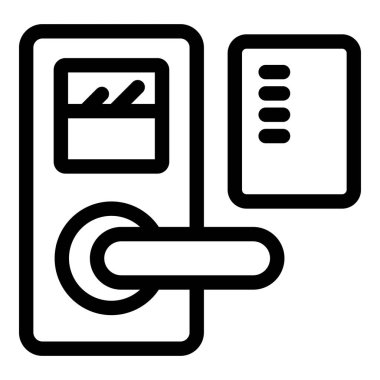 Otel odasının kapı kilidinin anahtar kartıyla açılmış basit bir simgesi.