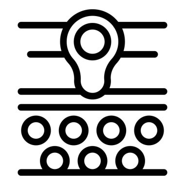 Haritada pin ile işaretlenmiş konum için siyah çizgili vektör simgesi