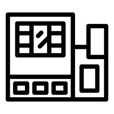 Düğmeleri ve ekran görüntüleme programıyla metal detayı işleyen bir cnc makinesinin simgesi