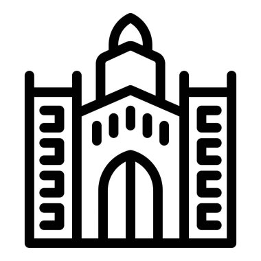 Ortaçağ kale cephesinin, güçlendirilmiş kapı ve kuleyi gösteren simgesi.