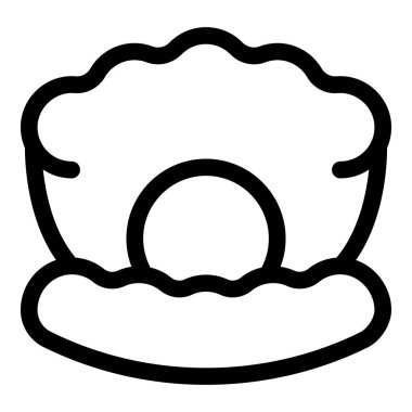 İnci ikonlu açık istiridye. Kalın ana hatlı, beyaz arkaplanda izole edilmiş.