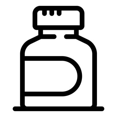 Sağlık, ilaç ve ilaç gibi kavramları temsil eden basit bir ilaç şişesi ikonu.