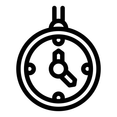 Yedi kilit gösteren bir duvar saatinin basit cesur taslak biçim simgesi