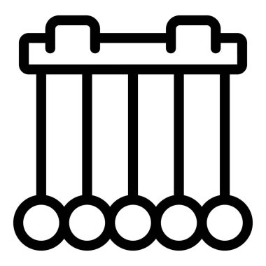 Klasik Newton beşiği, fiziğin prensiplerini gösteren hareketsiz duruyor.