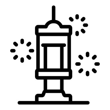 Geleneksel bir Türk dilek sütununun basit çizgi çizimi. Arka planda havai fişekler patlıyor.