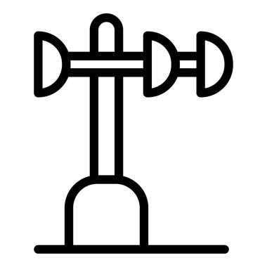 Rüzgar hızı ve yönünü ölçen bir anemometrenin çizgi vektör simgesi