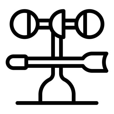 Rüzgar gülünü temsil eden basit çizgi vektör simgesi, rüzgar yönünü belirten bir araç