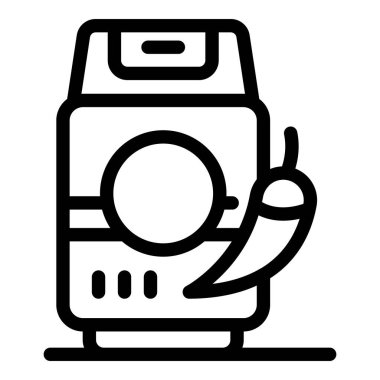 Basit bir acı biber sosu ambalaj ikonu markette satılan baharatlı bir gıda ürününü temsil ediyor.