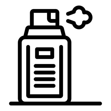 Bir sprey şişesinin basit bir simgesi. Temizlik ürünlerini temsil etmek için mükemmel bir sis yayıyor.