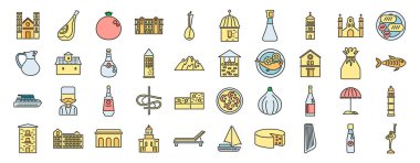 Bu ince çizgi simgesi, şehir simgeleri, mutfakları ve kültürel öğeleri de dahil olmak üzere mongol 'un çeşitli yönlerini içerir.