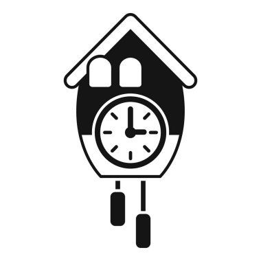 Guguklu saatin basit siyah beyaz simgesi, geçen zamanı gösteriyor.