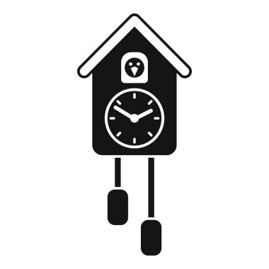 Guguklu saatin basit siyah-beyaz vektör simgesi zamanın akışını gösteriyor.