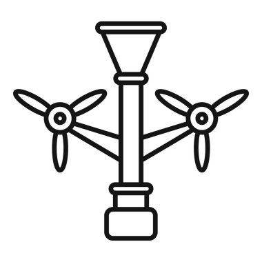 Şehir ortamlarında sürdürülebilir enerji kavramını desteklemek için rüzgar türbinlerini kullanan basit bir sokak lambası simgesi