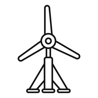 Basit ve modern çizgi simgesi kinetik enerjiyi elektriğe çeviren rüzgar türbininin
