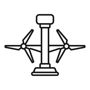 Çifte türbini temsil eden basit vektör simgesi rüzgar enerjisini elektriğe dönüştüren rüzgar jeneratörü