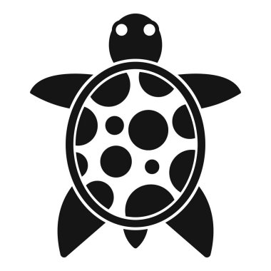 Yüzen beyaz noktalı siyah kaplumbağanın basit vektör simgesi