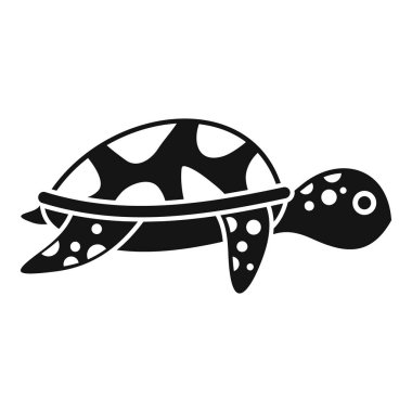 Stilize deniz kaplumbağası su altında yüzüyor, minimalist siyah ve beyaz vektör çizimi