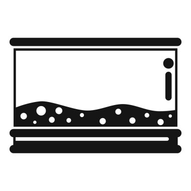 Termometresi olan tam akvaryumun siyah glyph ikon vektör çizimi, projeniz için mükemmel.