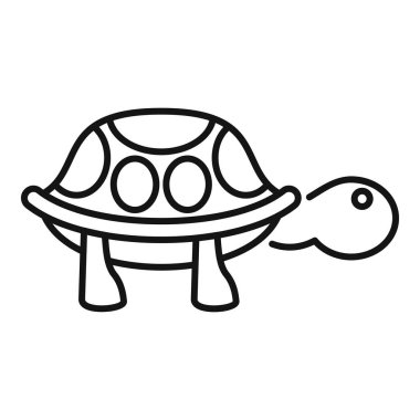 Yan görünümde yürüyen bir kaplumbağanın basit çizgi çizimi, logolar veya markalar için minimalist stil