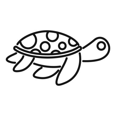 Deniz kaplumbağası büyük kabuk simgesiyle yürüyor, ana hatlarıyla.