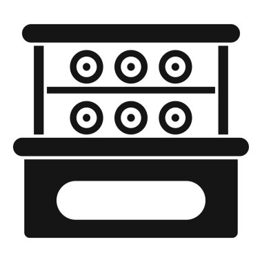 Restoranda taze yiyecek gösteren bir suşi vitrininin basit vektör simgesi