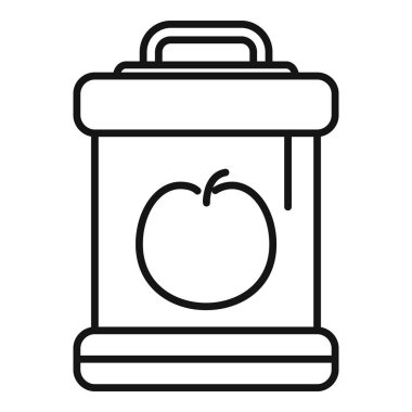 Etiketinde elma olan bir bebek maması kabının basit vektörü. Organik bebek mamalarını temsil etmek için mükemmel.