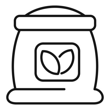 Yapraklı gübre çuvalının basit ve modern çizgisi ikonu çevreci dostluğu vurguluyor.