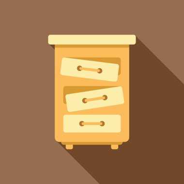 Wooden cabinet with drawers open at different levels, providing a playful and stylish storage solution clipart