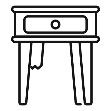 Bedside table with a broken leg, emphasizing the need for repair or replacement clipart