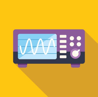 Oscilloscope sarı arkaplanda sinüs sinyali gösteriyor.