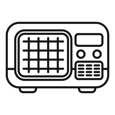 Anteni genişletilmiş müzik çalan klasik bir radyo alıcısının çizgi çizimi