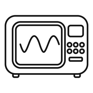 Bilimsel veya teknik projeler için ideal sinüzoidal dalga formunu gösteren bir osiloskopun minimalist vektör çizimi