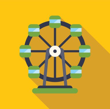 Güneşli bir günde yaz festivalinde ya da lunaparkta renkli dönme dolap yavaşça dönüyor.