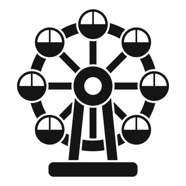 Bu basit ikon bir dönme dolabı temsil ediyor, tepeden nefes kesici manzaralar sunan popüler bir lunapark eğlencesi.