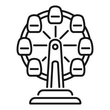 Bir lunaparkta dönen dönme dolabın basit çizimi, minimalist illüstrasyon