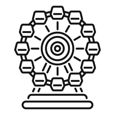 Dönme dolabın çizgi sanat ikonu, eğlence parkları veya eğlence parklarıyla ilgili her proje için mükemmel.