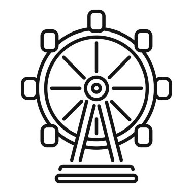 Dönme dolabın beyaz arkaplanda dönen çizgi sanat simgesi