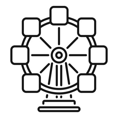 Bir lunaparkta dönen dönme dolabın basit siyah beyaz çizimi.