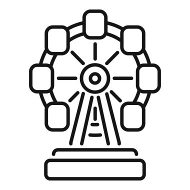 Eğlence parkında dönen dönme dolabın minimalist çizgi simgesi. Eğlence kavramları için.