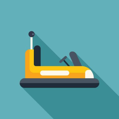 Sarı çarpışan arabanın minimalist vektör çizimi eğlence ve eğlence parkı ile ilgili projeler için idealdir.