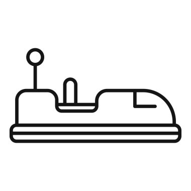 Sola doğru giden çarpışan bir arabanın basit çizgi simgesi, lunapark sürüşleri kavramını temsil ediyor.