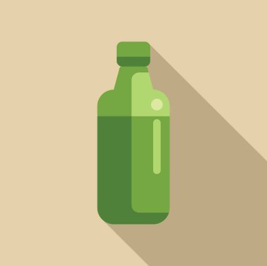 İçecekler, geri dönüşüm ve ambalaj temaları için ideal yeşil cam şişe içeren minimalist vektör illüstrasyonu