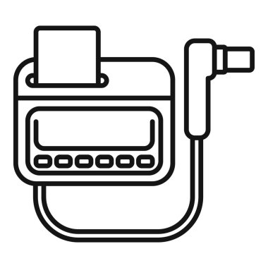 Elektronik glukometre kan şekeri testi sonuçlarını kağıda basıyor, basit siyah ve beyaz vektör simgesi