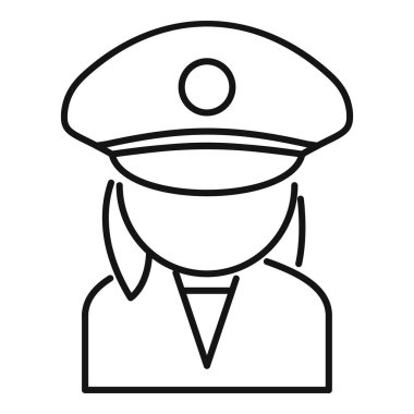 Kadın bir polis memuru avatar ikonunun basit siyah beyaz çizimi, web siteleri ya da uygulamalar için mükemmel