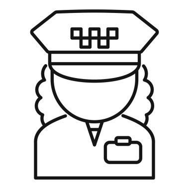 Dişi taksi şoförü kareli şapka simgesiyle üniforma giyiyor.