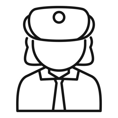 Sağlık üniforması ve şapka giyen bir kadın doktorun basit bir taslak simgesi.