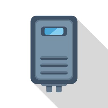 Beyaz arka planda uzun bir gölgesi olan elektrikli su ısıtıcısı