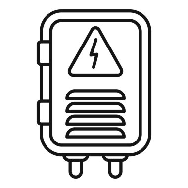 Elektrik sigorta kutusunun çizgi resim simgesi, elektrik güvenliği ve güç dağılımı için gerekli.